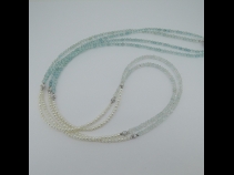 湖水パ－ル・ブル－トパ－ズ・ゥオ－ツ・スワロフスキ－ネックレス（81cm）