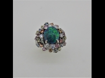 PTブラックオパ－ル・ダイヤモンド・サファイアリング（BO3.64ct D056ct）