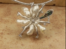 K18WGアワビケシ(天然)真珠 南洋ケシ(天然)ﾀﾞｲﾔﾓﾝﾄﾞﾍﾟﾝﾀﾞﾝﾄ・ﾌﾞﾛｰﾁ・ﾈｯｸﾚｽ