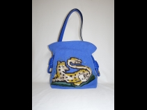 ロエベ フラメンコノット ウ－ル/カ－フ ショルダ－バッグ ブル－（新品同様）