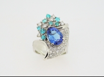 Ptタンザナイト・トルマリン・ダイヤモンドリング