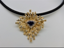 K18ブル－サファイア・ダイヤモンド（1.06ct・0.98ct）ペンダントブロ－チ