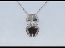 K18WG 蝶貝ダイヤモンド ペンダントネックレス