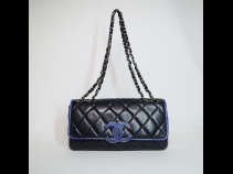 シャネル 青ラムスキン ＣＣショルダー (USED)