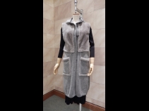 ム－トン・100％カシミアリバ－シブルロングベスト