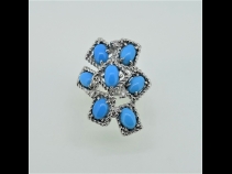 K18WGトルコ石リング（D0.10ct）