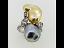 K18WG南洋ケシパールダイヤモンド(0.61ct)リング