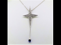 K18WGサファイア（1.89ct）ダイヤモンド（0.80ct）ペンダントネックレス