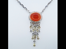 K18WGファイヤ-オパ－ル・ダイヤペンダントネックレス