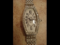 1920年代 プラチナダイヤモンド・サファイヤ・パール時計 （USED)