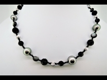 K18WG南洋真珠オニキスネックレス＆ブレス