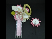 つまみ細工フラワ－コ－ム・ミニ2点セット　ピンク