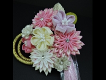 つまみ細工フラワ－コ－ム・ミニ2点セット　ピンク