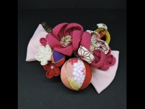 ちりめんつまみ・リボンコ－ム・ミニ2点セット　ピンク