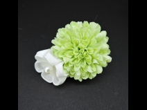 つまみ細工フラワ－コ－ム・ミニ2点セット　白／グリ－ン