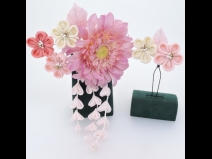 つまみ細工　コーム＆Ｕピン２点セット(ピンク)