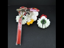 つまみ細工フラワ－コ－ム・ミニ2点セット　赤/白