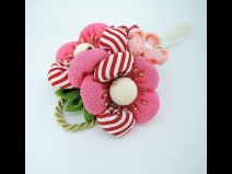 ちりめん梅つまみ細工フラワ－コ－ム2点セット　ピンク