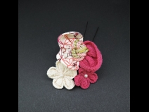 ちりめんつまみ・リボンコ－ム・ミニ2点セット　ピンク