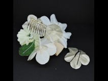 つまみ付フラワ－コ－ム・ミニ2点セット　ホワイト