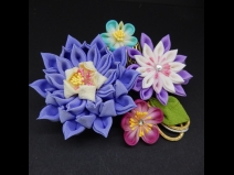 八重咲ちりめんつまみコ－ム・ミニ2点セット　パープル