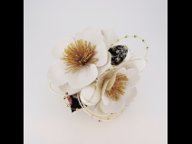 さくら　ちりめんフラワ－コ－ム＆ミニフラワーセット　白