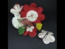 つまみ付フラワ－コ－ム・ミニ2点セット　赤