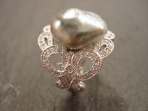 pt南洋タヒチケシ珠ダイヤモンドリング