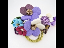 ちりめん梅コーム2点セット　紫