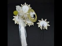 つまみ細工フラワ－コ－ム・ミニ2点セット 白