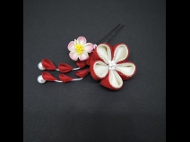 つまみ細工剣菊コ－ム・ミニ2点セット　赤