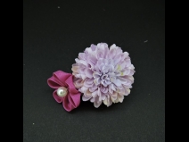 つまみ細工フラワ－コ－ム・ミニ2点セット　白/パープル