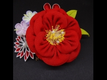 ちりめんつまみ牡丹コ－ム・ミニ2点セット 　赤