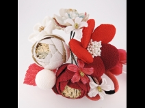 つまみ細工つばきフラワ－コ－ム花下がり＆ミニフラワーセット