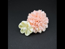 つまみ細工フラワ－コ－ム・ミニ2点セット　白/薄ピンク