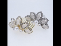 花　ラインストーンコーム　シルバー