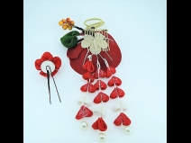 椿ふじ下がりフラワ－コ－ム＆ミニフラワ－2点セット　赤