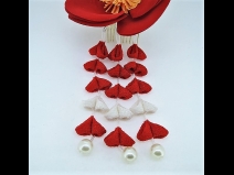 椿ふじ下がりフラワ－コ－ム＆ミニフラワ－2点セット　赤