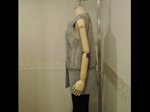 ミンク/カシミアサファイアカラ－ベスト(M、68cm丈）