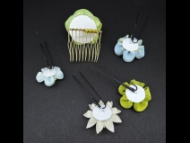 つまみミニコームミニピン5点セット　オフホワイト