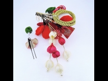 ちりめん梅コーム2点セット　赤