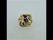 K18PTルビ－（0.63ct）ダイヤ（0.01ct）リング