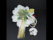 つまみ付フラワ－コ－ム・ミニ2点セット　ホワイト