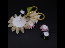 つまみ剣菊コ－ム・ミニ2点セット　白