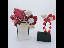 つまみ細工付　コーム＆Uピン２点セット(赤)