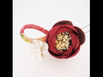 つまみ細工つばき・菊フラワ－コ－ムふさ下がり＆ミニフラワーセット