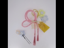 フラワ－コ－ム＆ミニフラワ－2点セット　白/ピンクひも