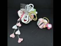 ちりめんつまみコ－ム・ミニ2点セット　白/ピンク