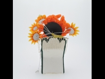 つまみ細工　ビラ付コーム(オレンジ)