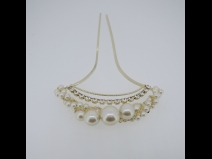 パ－ル付金属かんざし　ゴールド